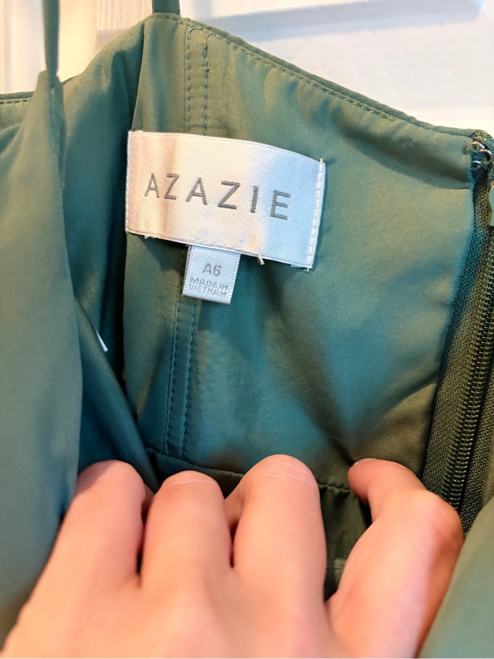 Azazie Calandra Elegant Sage Green Evening Gown scarf - Picture 7 of 7
